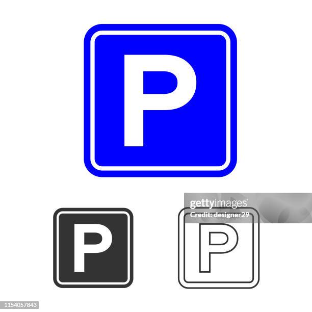 parkplatz schild icon. - verwarnung wegen verkehrsübertretung stock-grafiken, -clipart, -cartoons und -symbole