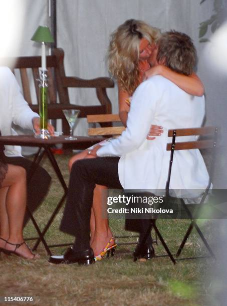 Penny Lancaster and Rod Stewart during Prince's Trust Summer Ball - Outside Arrivals - July 6, 2006 at Berkeley Square in London, Great Britain.