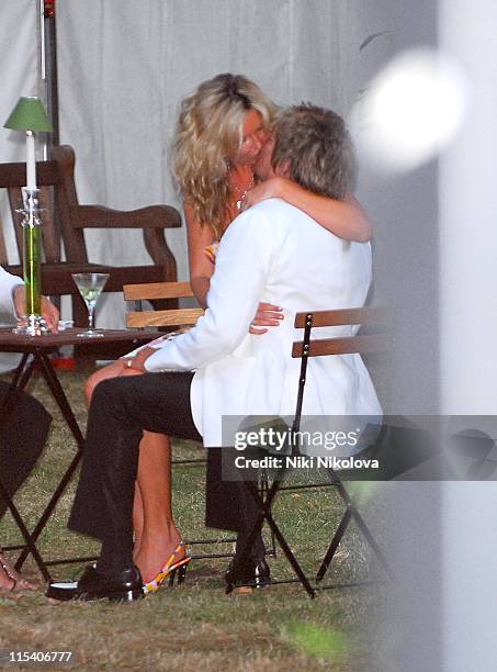 Penny Lancaster and Rod Stewart during Prince's Trust Summer Ball - Outside Arrivals - July 6, 2006 at Berkeley Square in London, Great Britain.