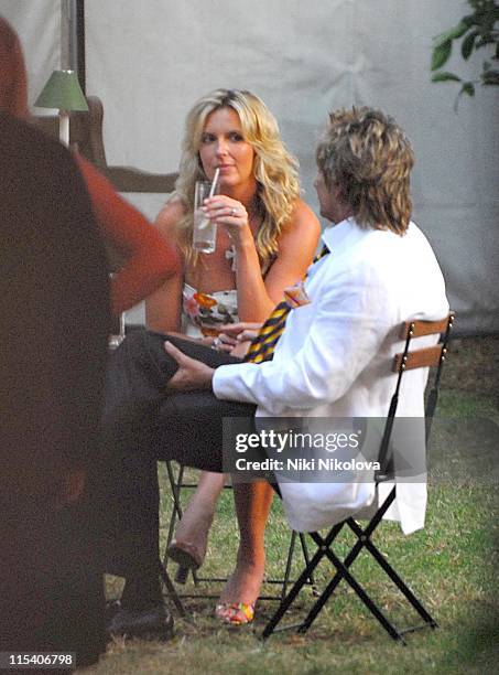 Penny Lancaster and Rod Stewart during Prince's Trust Summer Ball - Outside Arrivals - July 6, 2006 at Berkeley Square in London, Great Britain.