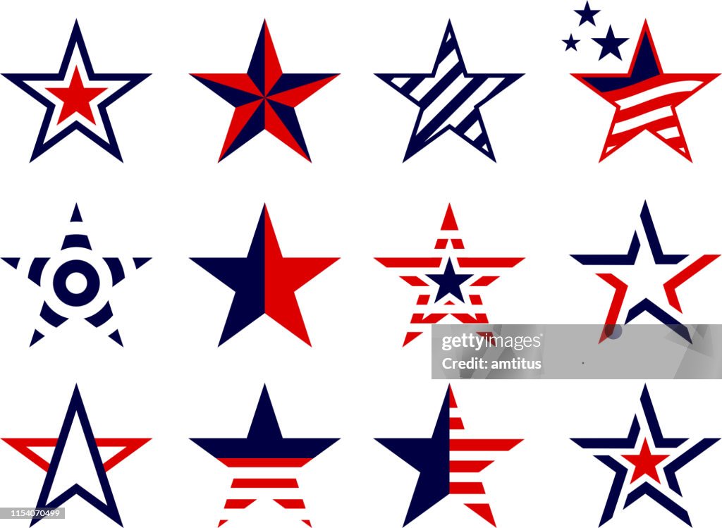 Patriotism concept stars set