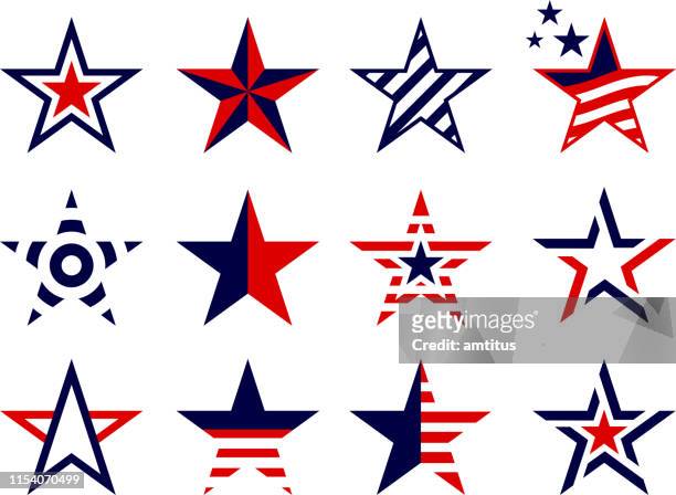patriotism concept stars set - star shape stock illustrations