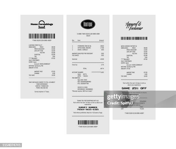 stockillustraties, clipart, cartoons en iconen met algemene papieren ontvangst - receipts