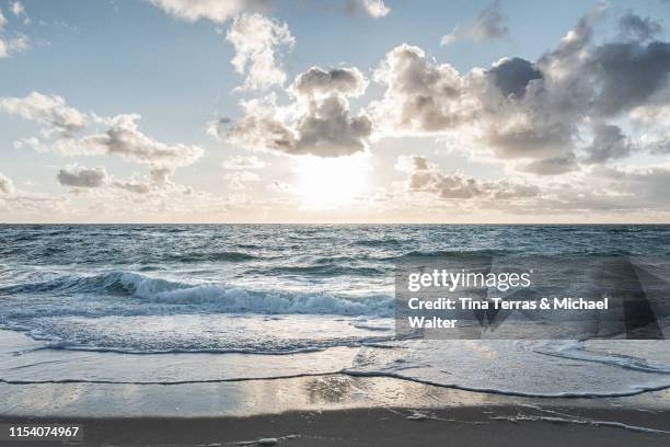 sunset on the beach. - deutsche nordseeregion stock-fotos und bilder