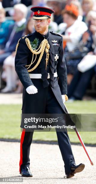 Prince Harry, Duke of Sussex attends, as reviewing officer, the annual Founder's Day Parade at the Royal Hospital Chelsea on June 6, 2019 in London,...