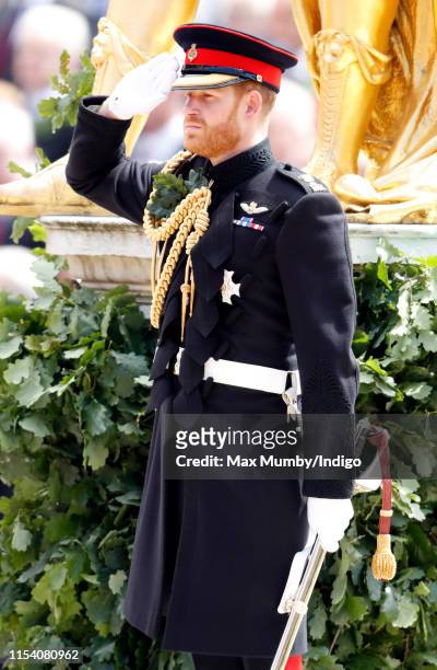 Prince Harry, Duke of Sussex attends, as reviewing officer, the annual Founder's Day Parade at the Royal Hospital Chelsea on June 6, 2019 in London,...