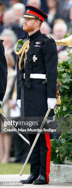 Prince Harry, Duke of Sussex attends, as reviewing officer, the annual Founder's Day Parade at the Royal Hospital Chelsea on June 6, 2019 in London,...