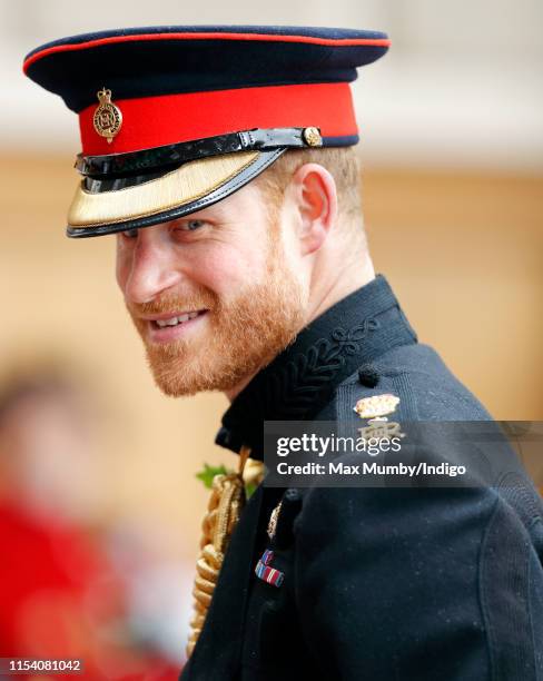 Prince Harry, Duke of Sussex attends, as reviewing officer, the annual Founder's Day Parade at the Royal Hospital Chelsea on June 6, 2019 in London,...