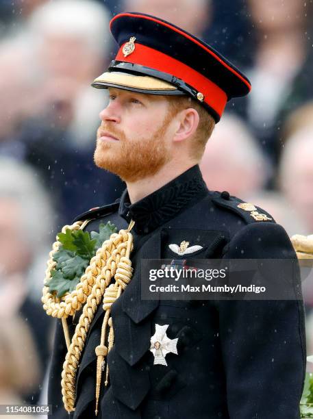 Prince Harry, Duke of Sussex attends, as reviewing officer, the annual Founder's Day Parade at the Royal Hospital Chelsea on June 6, 2019 in London,...