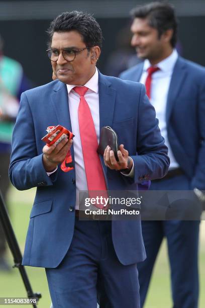 Former India cricketer now TV commentator Sanjay Manjrekar during the ICC Cricket World Cup 2019 match between India and Sri Lanka at Emerald...