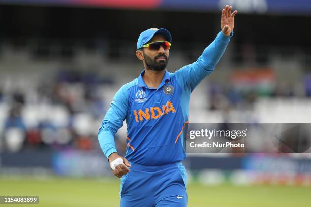 India's Dinesh Karthik during the ICC Cricket World Cup 2019 match between India and Sri Lanka at Emerald Headingley, Leeds on Saturday 6th July 2019.