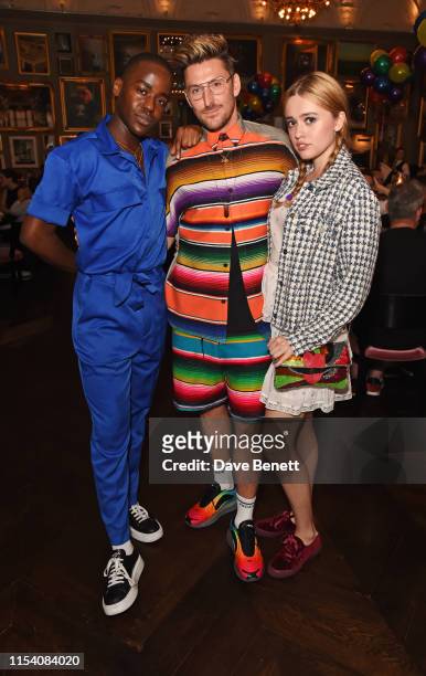 Ncuti Gatwa, Henry Holland and Aimee Lou Wood attend a pride brunch hosted by House of Holland and The London EDITION in aid of Albert Kennedy Trust...