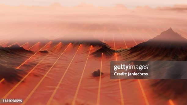 futuristic dry planet. mountains with data - digital composite stock pictures, royalty-free photos & images