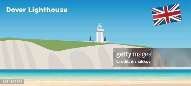 dover lighthouse - white cliffs of dover stock illustrations