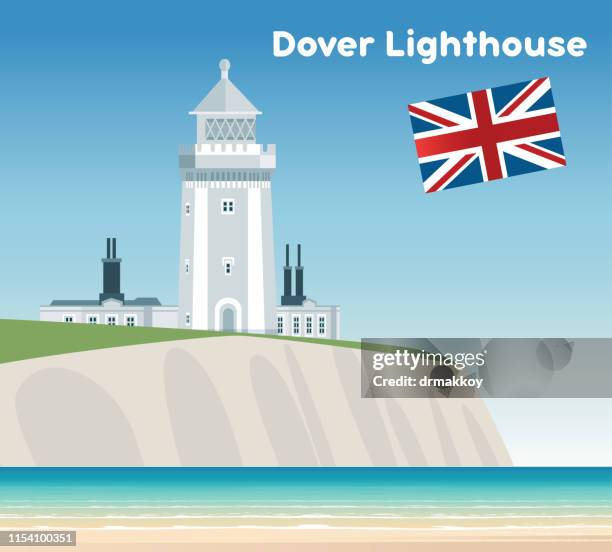 dover lighthouse - white cliffs of dover stock illustrations