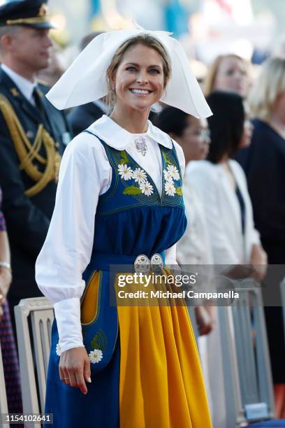 Princess Madeleine of Sweden participates in a ceremony celebrating Sweden's national day at Skansen on June 06, 2019 in Stockholm, Sweden.