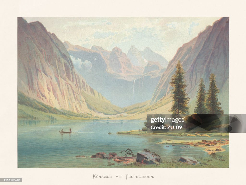 Königssee, Berchtesgadener Land, Bayern, Chromolithographie, erschienen ca. 1874
