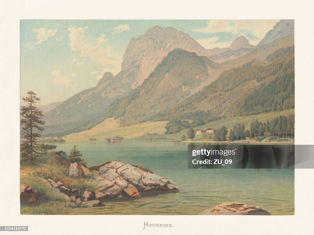 Hintersee, Ramsau, Berchtesgaden Land, Bavaria, Germany, chromolithograph, published circa 1874