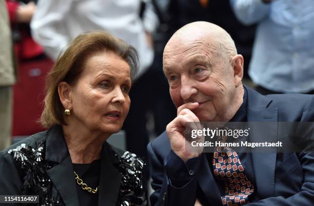 Artist, painter Prof. Georg Baselitz and his wife Elke Baselitz at the Georg Baselitz art donation photocall at Pinakothek der Moderne on June 06,...