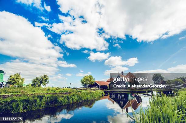 the beauties of dutch nature in zaanse schans, netherlands - amsterdam bridge stock pictures, royalty-free photos & images