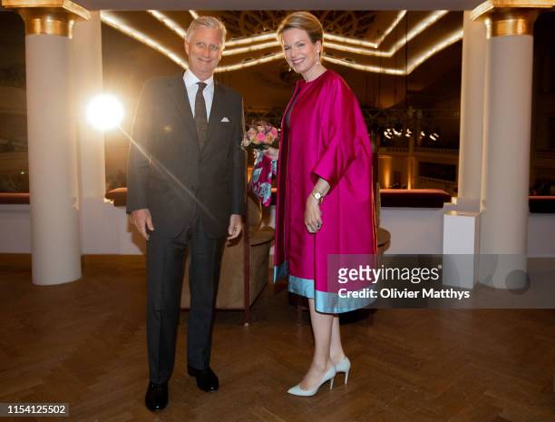King Philippe of Belgium and Queen Mathilde of Belgium attend International Music Concurs Closing Concert at BOZAR on June 06, 2019 in Brussels,...
