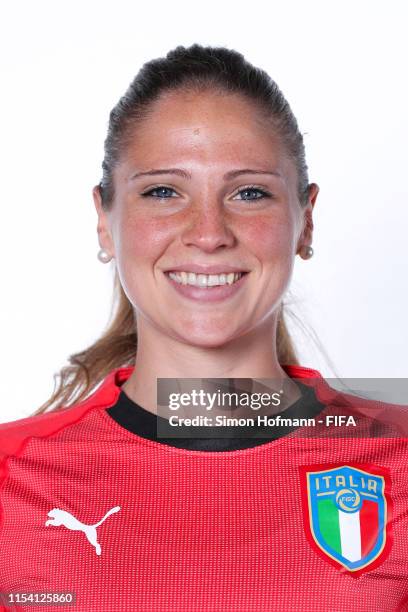 Laura Giuliani of Italy poses for a portrait during the official FIFA Women's World Cup 2019 portrait session at Royal Hainaut Spa & Resort Hotel on...