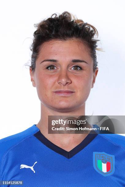 Cristiana Girelli of Italy poses for a portrait during the official FIFA Women's World Cup 2019 portrait session at Royal Hainaut Spa & Resort Hotel...