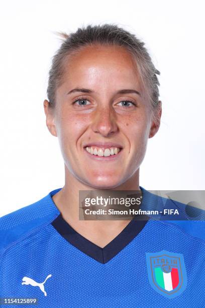 Valentina Cernoia of Italy poses for a portrait during the official FIFA Women's World Cup 2019 portrait session at Royal Hainaut Spa & Resort Hotel...