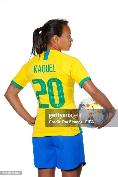 Raquel Fernandes of Brazil poses for a portrait during the official FIFA Women's World Cup 2019 portrait session at Grand Hotel Uriage on June 06,...