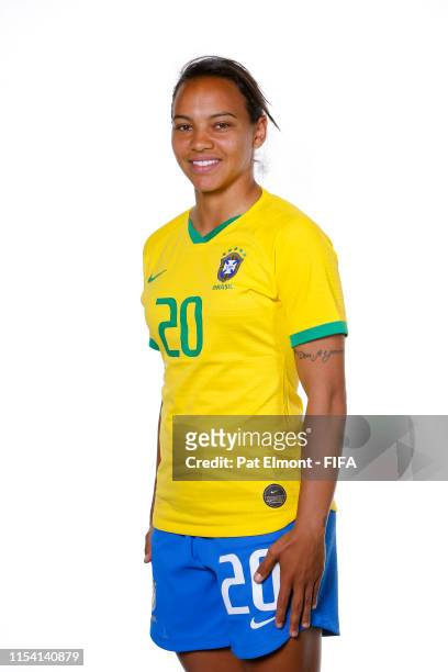 Raquel Fernandes of Brazil poses for a portrait during the official FIFA Women's World Cup 2019 portrait session at Grand Hotel Uriage on June 06,...