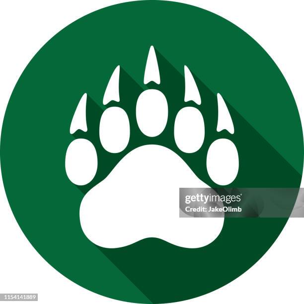 bear paw print icon silhouette - bear paw print stock illustrations