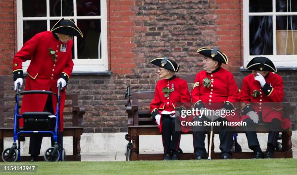 Chelsea Pensioners attend the annual Founder's Day parade at Royal Hospital Chelsea on June 06, 2019 in London, England.