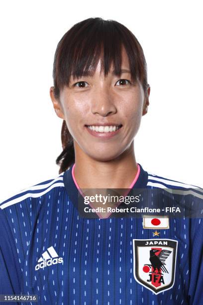 Emi Nakajima of Japan poses for a portrait during the official FIFA Women's World Cup 2019 portrait session at Hotel Barriere L'Hotel du Lac on June...