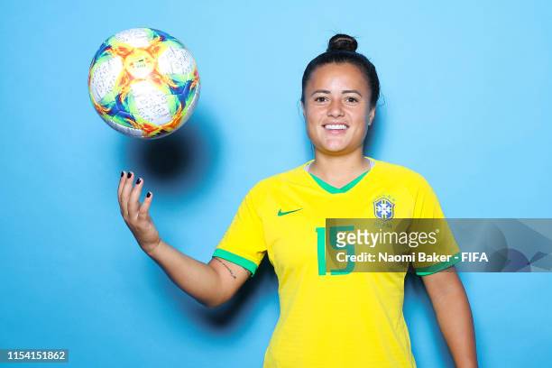 Camila of Brazil poses for a portrait during the official FIFA Women's World Cup 2019 portrait session at Grand Hotel Uriage on June 06, 2019 in...