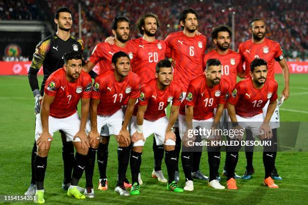Egypt's goalkeeper Mohamed El Shenawy, Egypt's forward Marwan Mohsen, Egypt's defender Mahmoud Alaa, Egypt's defender Ahmed Hegazi, Egypt's forward...