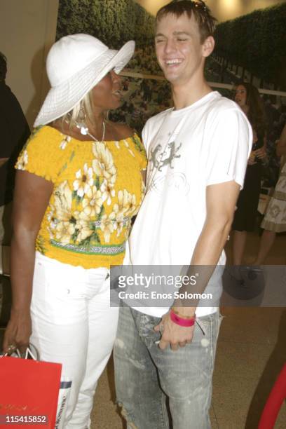 Janice Combs and Aaron Carter during 2005 MTV Video Music Awards - StyleVilla At The Sagamore Hotel at The Sagamore Hotel in Miami Beach, Florida,...