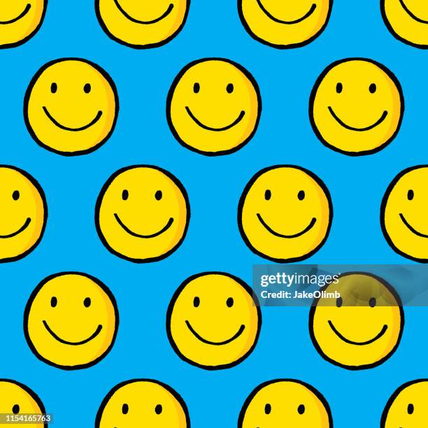 illustrazioni stock, clip art, cartoni animati e icone di tendenza di smiley face disegnata a mano pattern - anthropomorphic smiley face