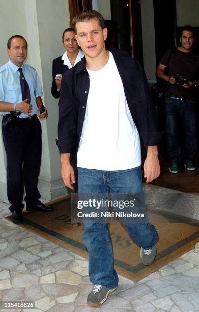 Matt Damon during 62nd Annual Venice Film Festival - Sightings Outside Des Bain Hotel - September 4, 2005 at Des Bain Hotel in Venice, Italy.