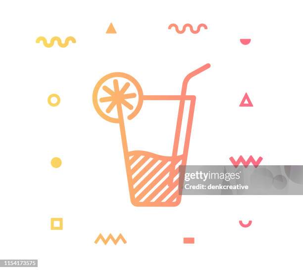 soft drink line style icon design - iced tea stock illustrations