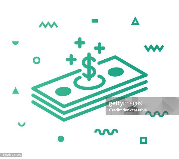 dollar stack line style icon design - banking app stock illustrations