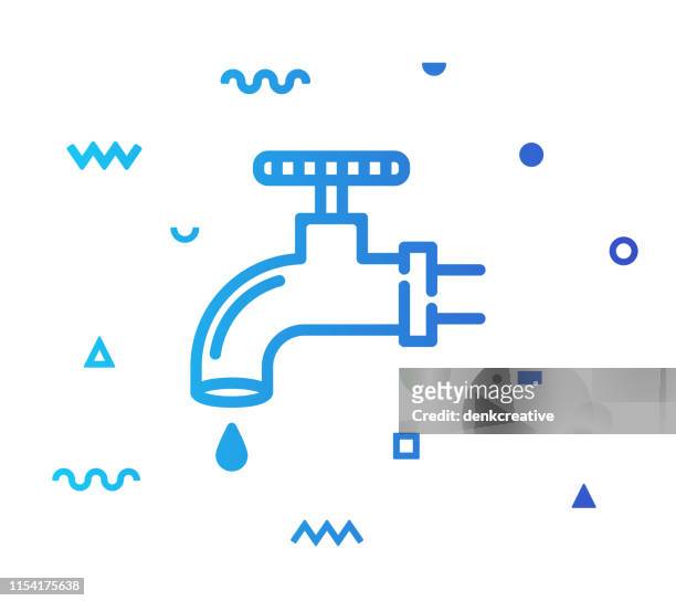 stockillustraties, clipart, cartoons en iconen met water toevoerlijn stijl icon design - water valve