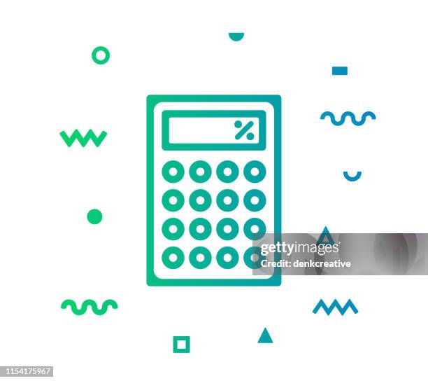 calculator line style icon design - table graph vector stock illustrations