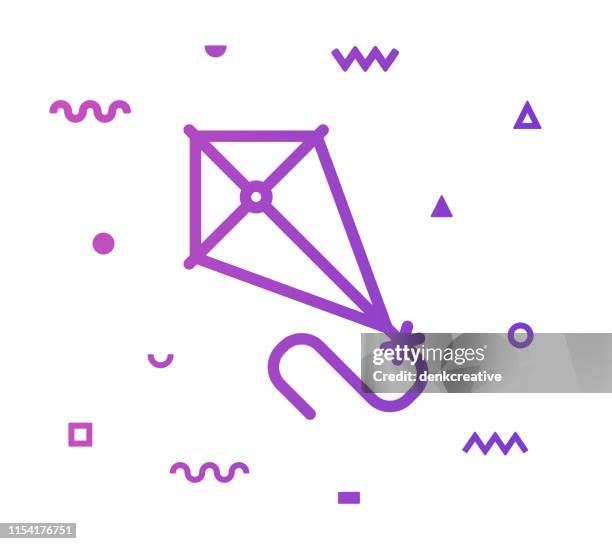 kite line style icon design - fun ui design stock illustrations