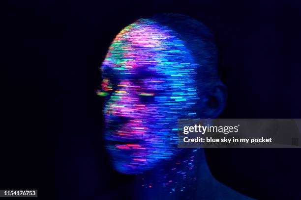 ultraviolet conceptual make-up and photography - body paint stock pictures, royalty-free photos & images