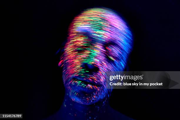 ultraviolet conceptual make-up and photography - schizophrenia stock pictures, royalty-free photos & images