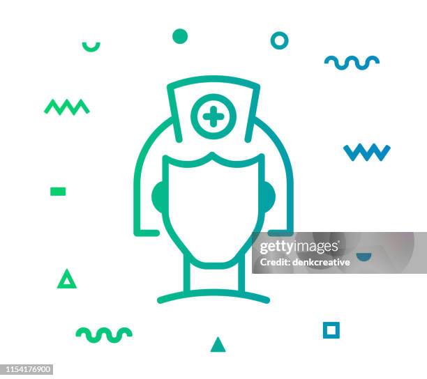 nurse line style icon design - patient portrait stock illustrations