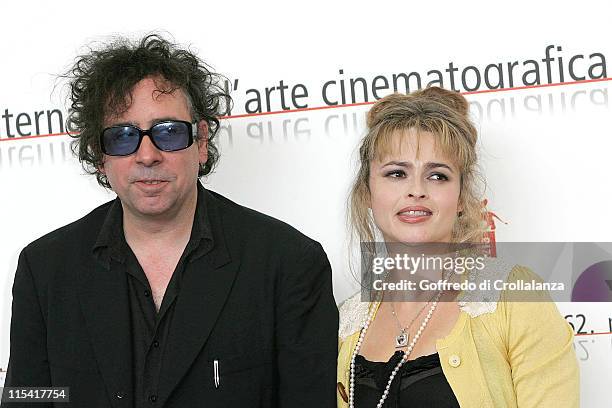 Tim Burton and Helena Bonham Carter during 2005 Venice Film Festival - "Corpse Bride" - Photocall at Venice Lido in Venice, Italy.
