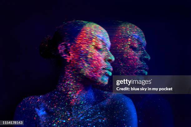 ultraviolet conceptual make-up and photography - eternal youth stock pictures, royalty-free photos & images