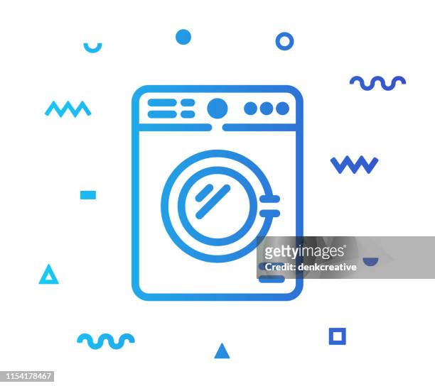 stockillustraties, clipart, cartoons en iconen met wassen wasserij lijnstijl icon design - wasser