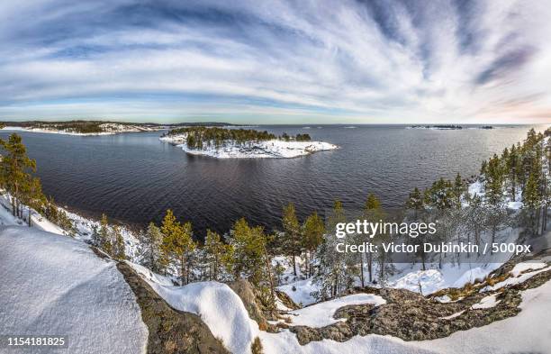 winter on ladoga lake - lake ladoga stock pictures, royalty-free photos & images
